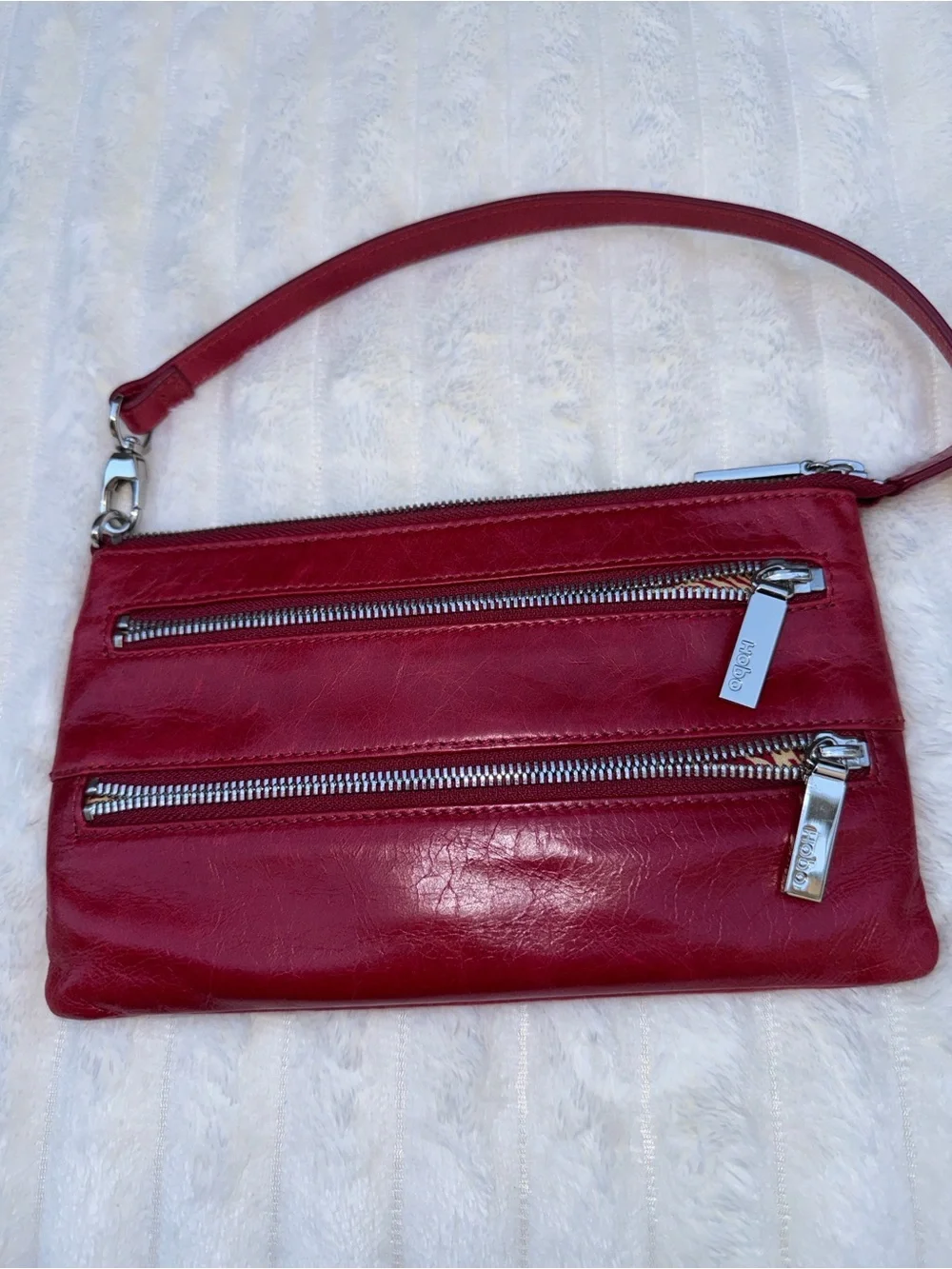 HOBO Red Leather Mara Crossbody Shoulder Bag